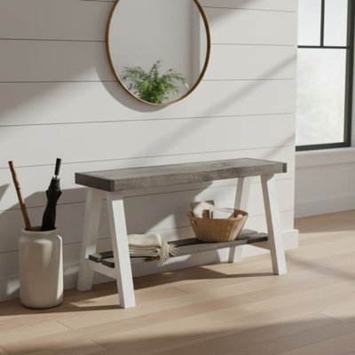 Banc de rangement en bois massif Minoo
