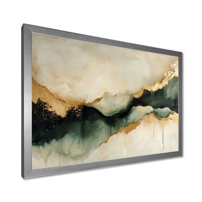 Abstract Liquid Ink Divide Fight Of Emerald III - Abstract Liquid ink Wall Art