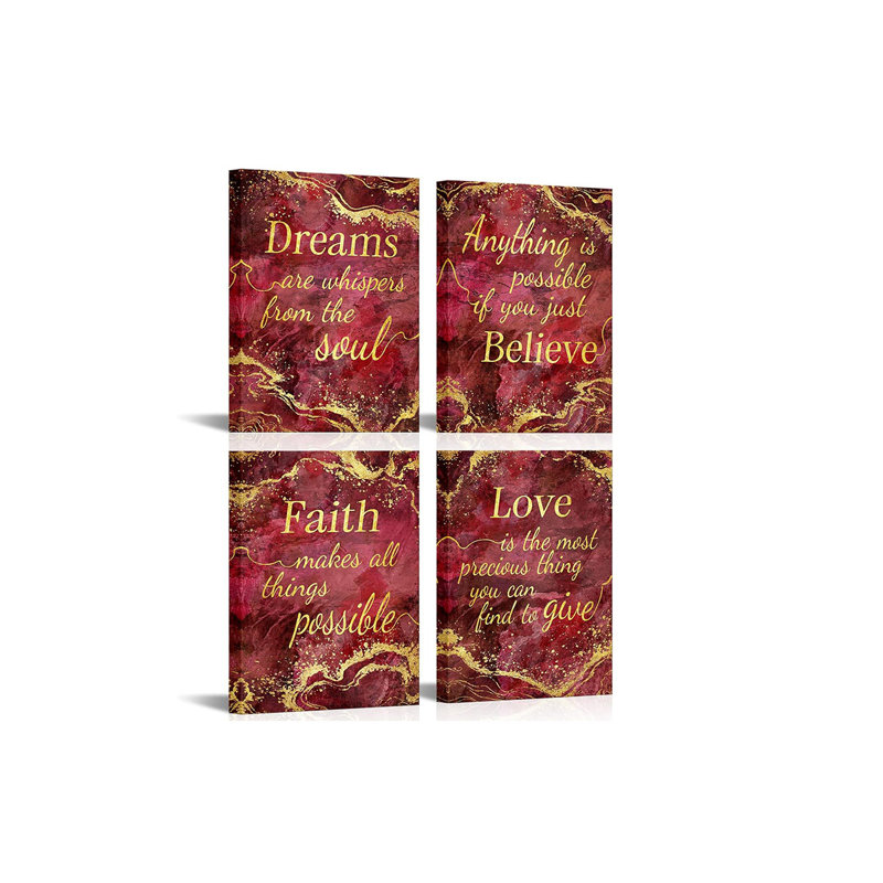 4 Piece Wrapped Canvas Print, Red