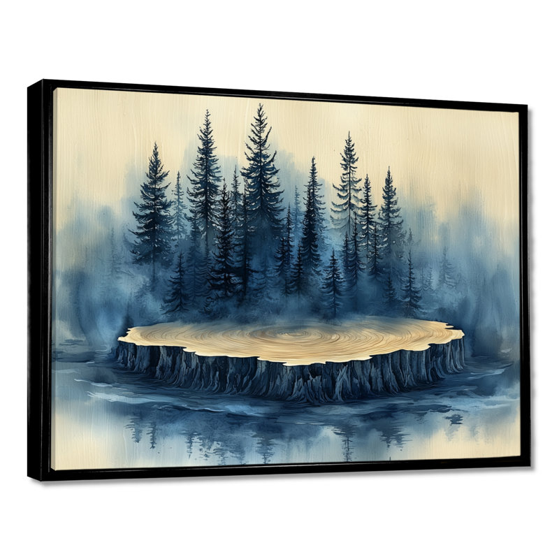 Forêt d'hiver sur bois, diapositive Harmony II - forêt, art mural, H 34 po x l 44 po, Picture Framed, Noir