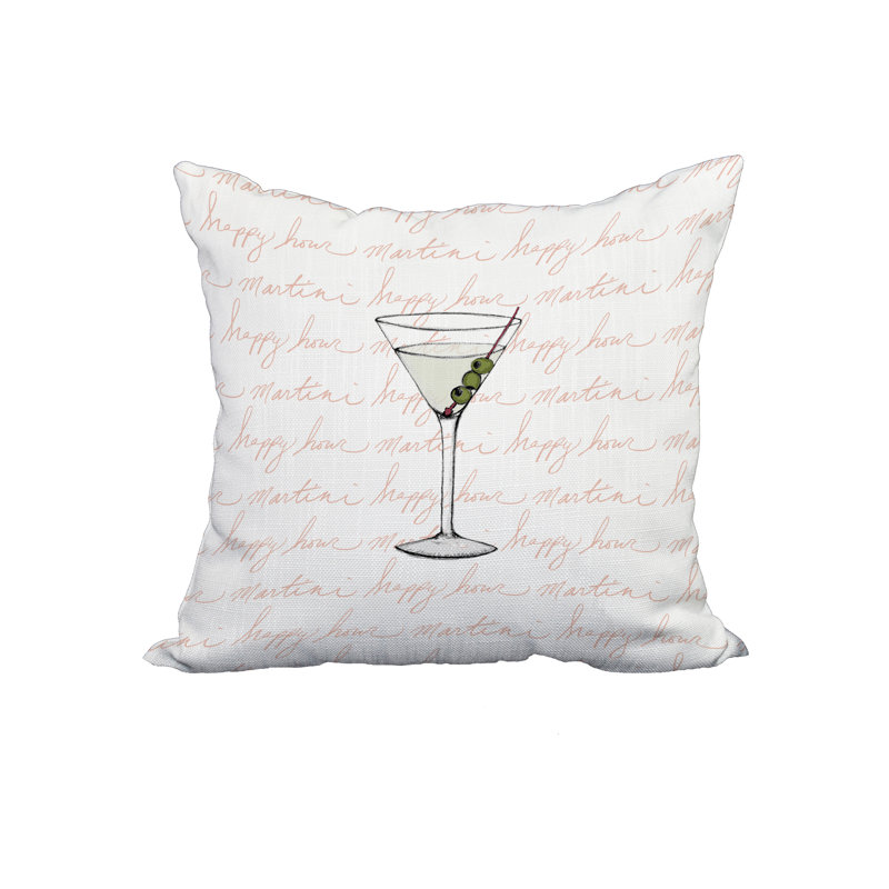 Housse de coussin en coton Martini, 18 po x 18 po, Corail