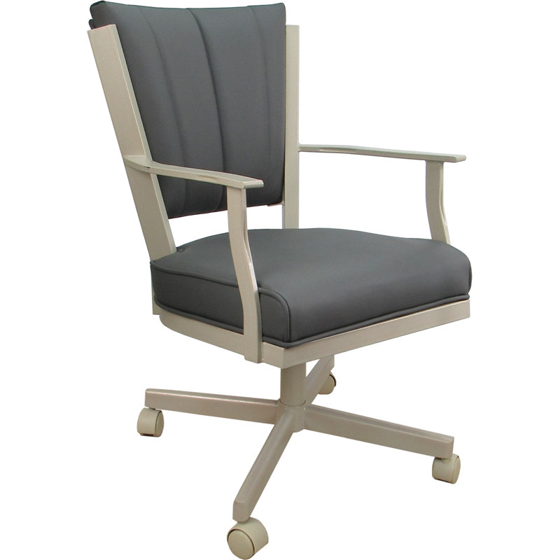 Leather Dining Caster Chair Swivel Tilt, Gray, Beige