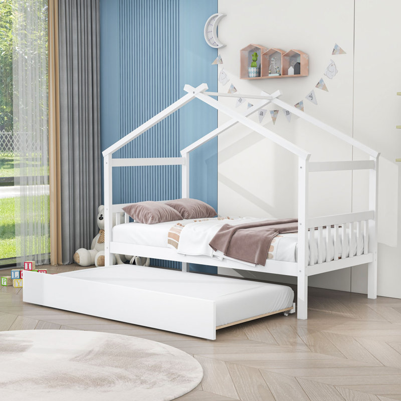 Iakup Kids with Trundle, White, Twin
