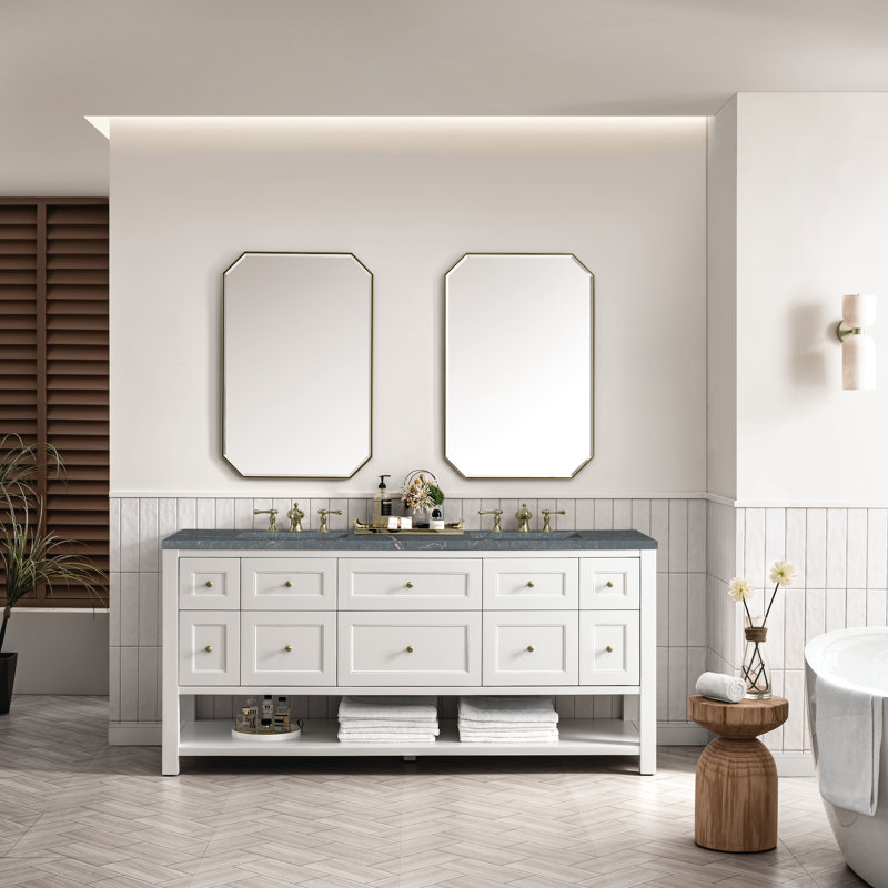 Breckenridge 72'' W Double Vanity, Parisien Bleu, Bright White, 8" Widespread