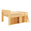Lit mezzanine double avec tête de lit et lumières DEL, cadre de lit mezzanine en bois avec tablettes de rangement-190822204-190822206