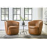 Crandell Top Grain Genuine Italian Leather Swivel Barrel Chair (Set of 2)