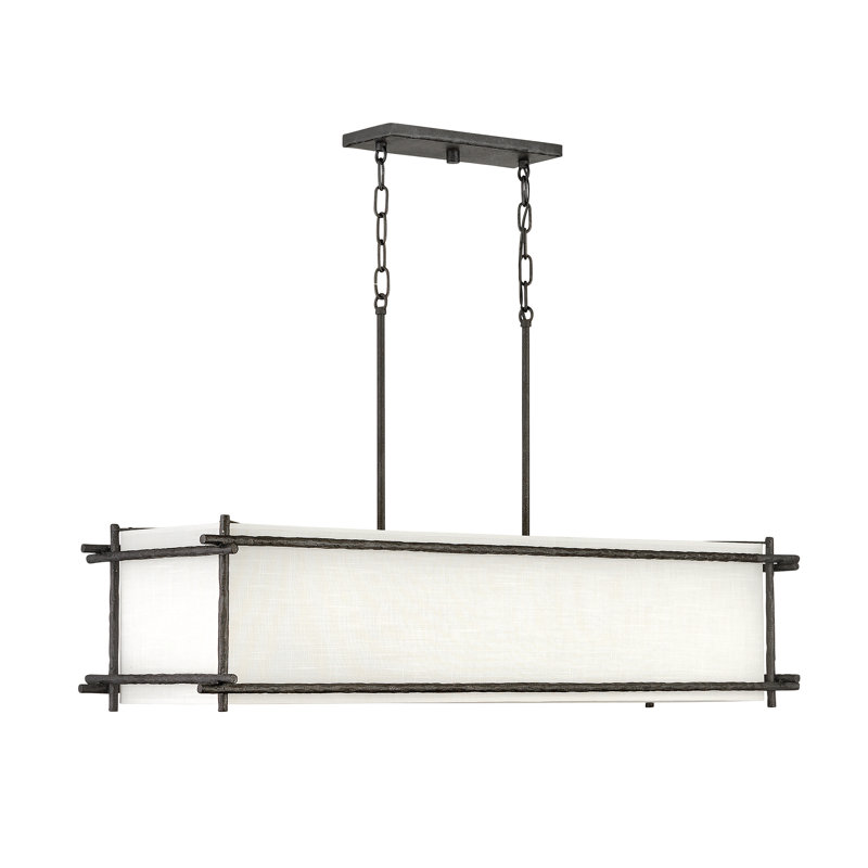 Tress 6-Light Hammered Metal Linear Chandelier, Iron Ore