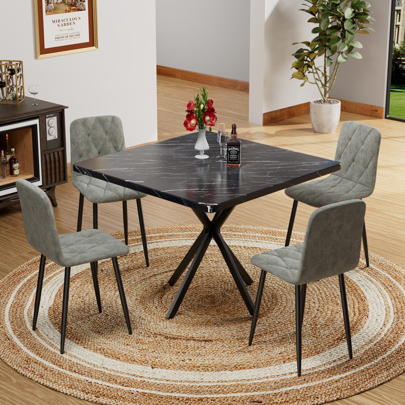 Upholstered Bar Stools Set of 4, Grey