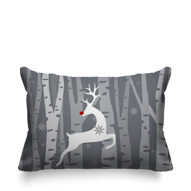 Coussin décoratif intérieur / extérieur Reindeer, 14 po x 20 po, gris, Rectangulaire