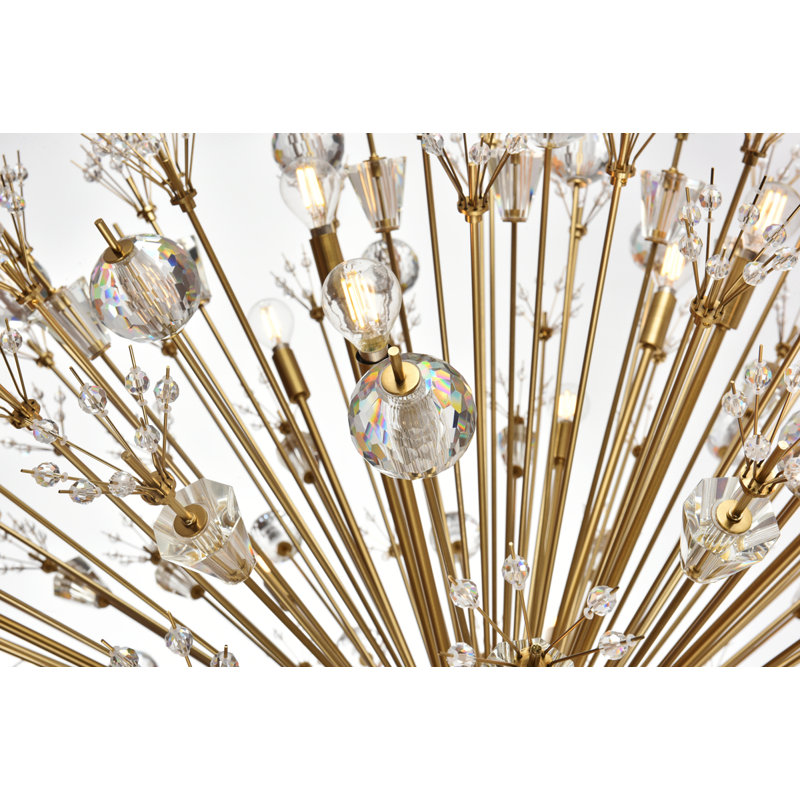Lustre Spoutnik à niveaux 100 lumières en cristal Behrens, Or satiné