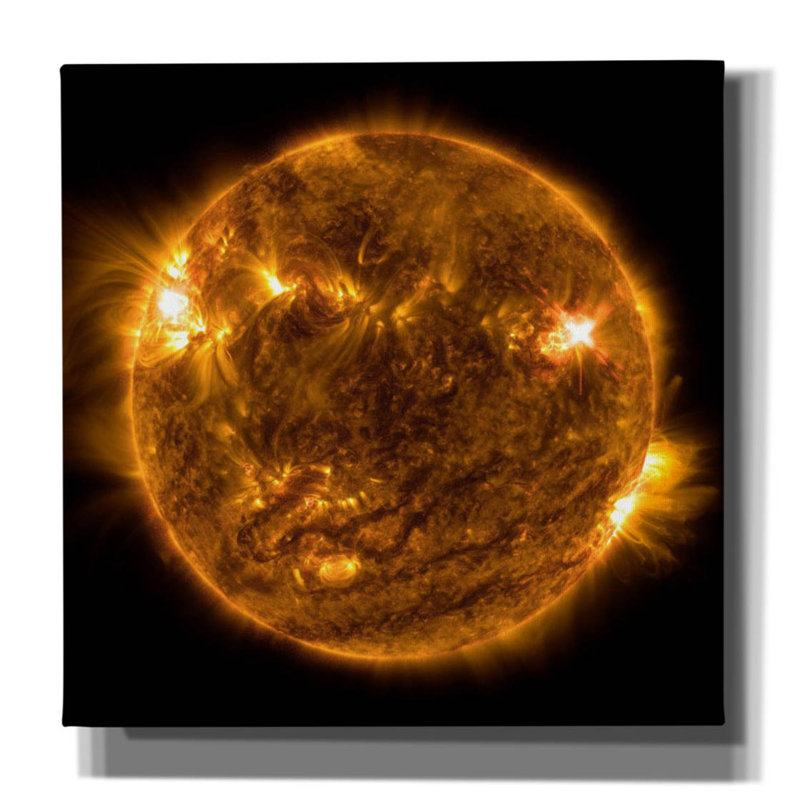 Le soleil sur toile, H 26 po x l 26 po x P 1,5 po