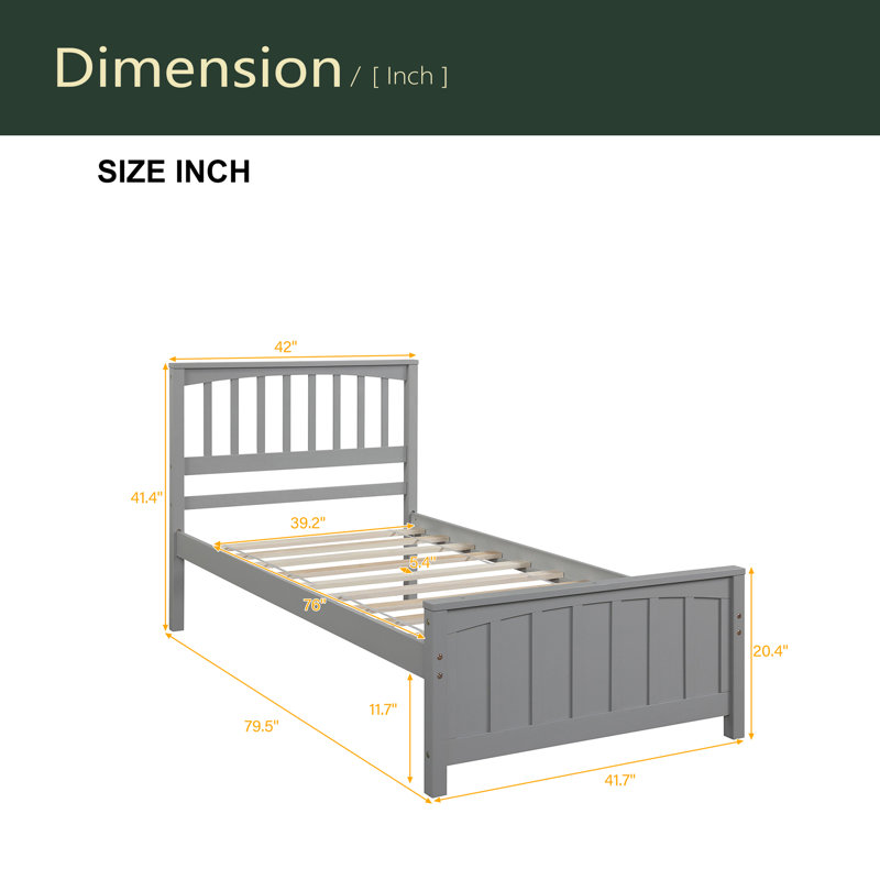 Lit plateforme en bois, Gris