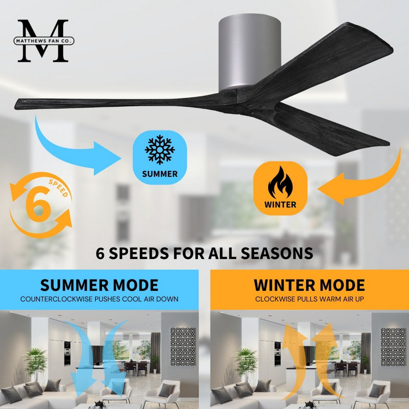 Irene Ceiling Fan, Brushed Nickel, 52", Matte Black