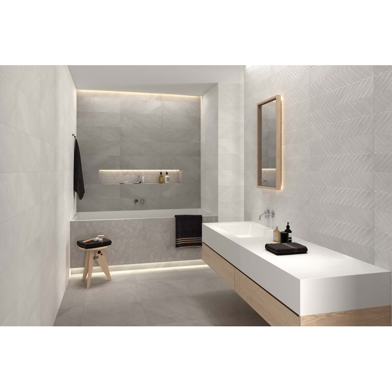 Textuality 16" x 47" Ceramic Wall Tile, White