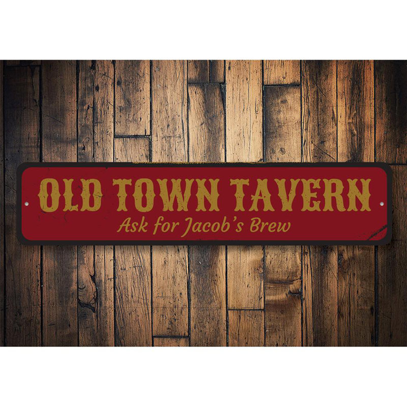 Plaque en aluminium Old Town Tavern, H 4 po x l 18 po x P 0,04 po