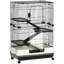 Cage à 4 niveaux avec roulettes, plateau amovible, plateforme et rampe pour lapin Pawhut