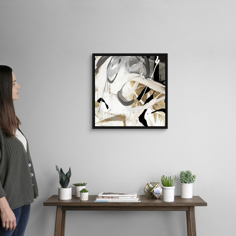 Tangled I - reproduction d'art sur toile, Toile avec cadre flottant, H 21,25 po x l 21,25 po, Noir