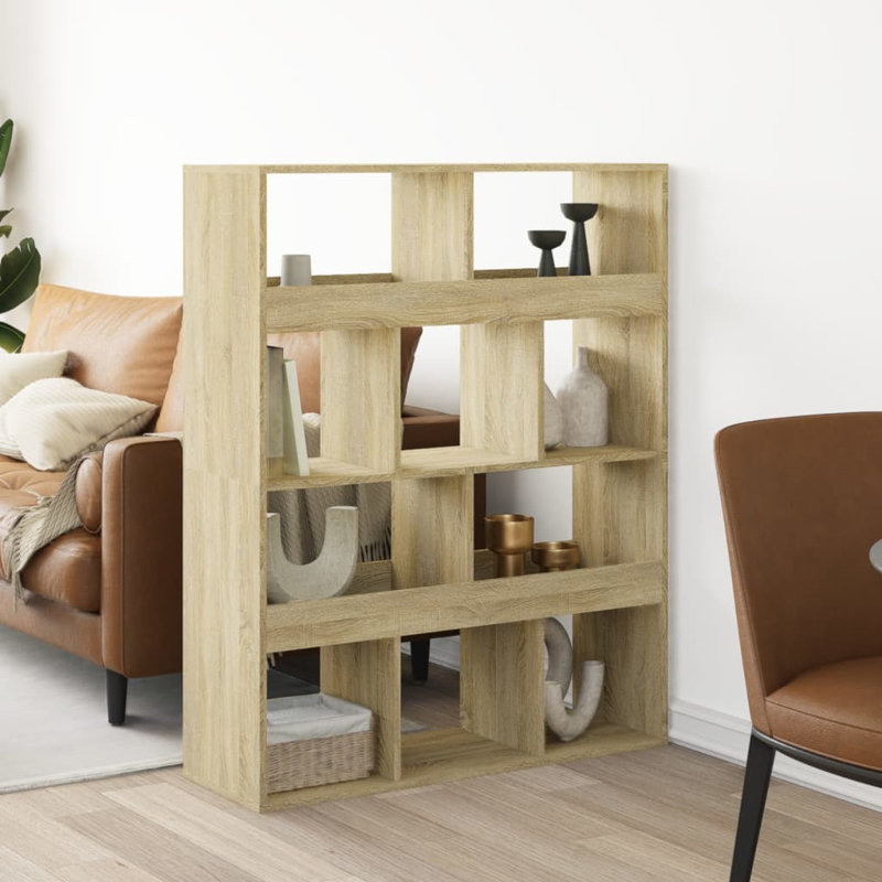 Angelinne 100cm W Bookcase, Sonoma Oak, 125.5cm H x 100cm W x 33cm D