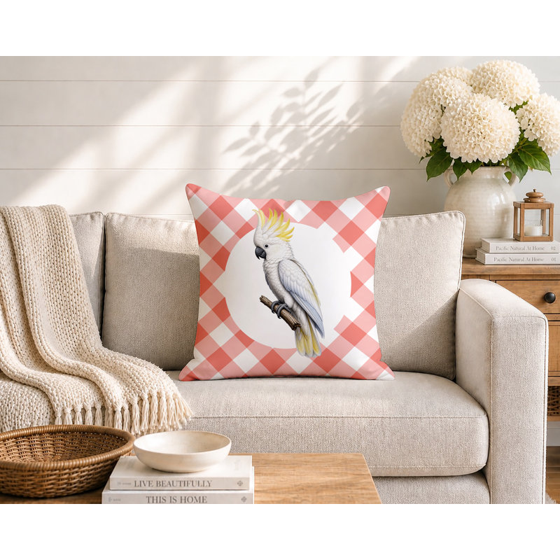 Coussin réversible intérieur / extérieur Cockatoo, 20 x 20, Pêche