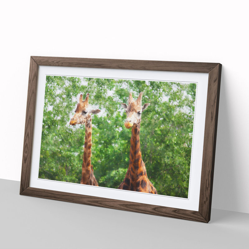 Two Giraffes Vol.2 - Framed Print, Walnut Framed, 48cm H x 65cm W x 2cm D
