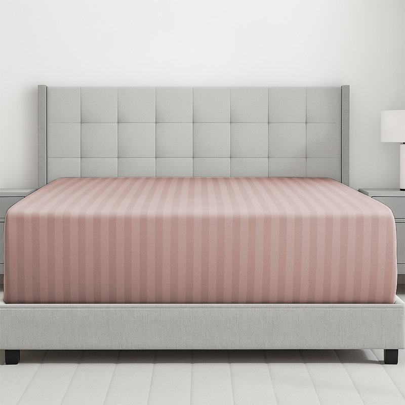 Microfiber Striped Fitted Sheet, Single (3'), Pink