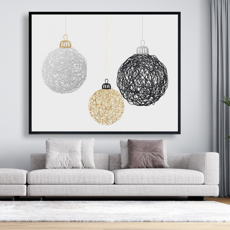 Three Christmas Balls Print On Canvas