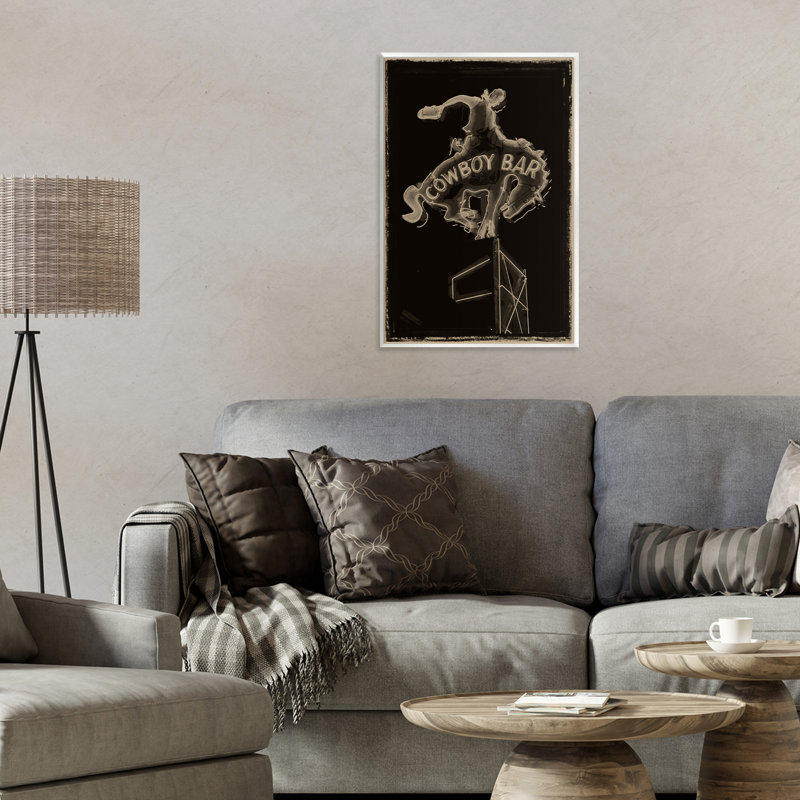 Plaque murale Cowboy Bar sur noir, design par Grotto Studios, H 19 po x l 13 po