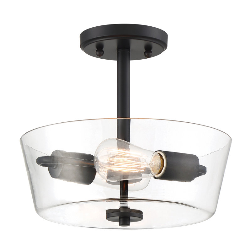 Samina Glass Semi Flush Mount, Matte Black