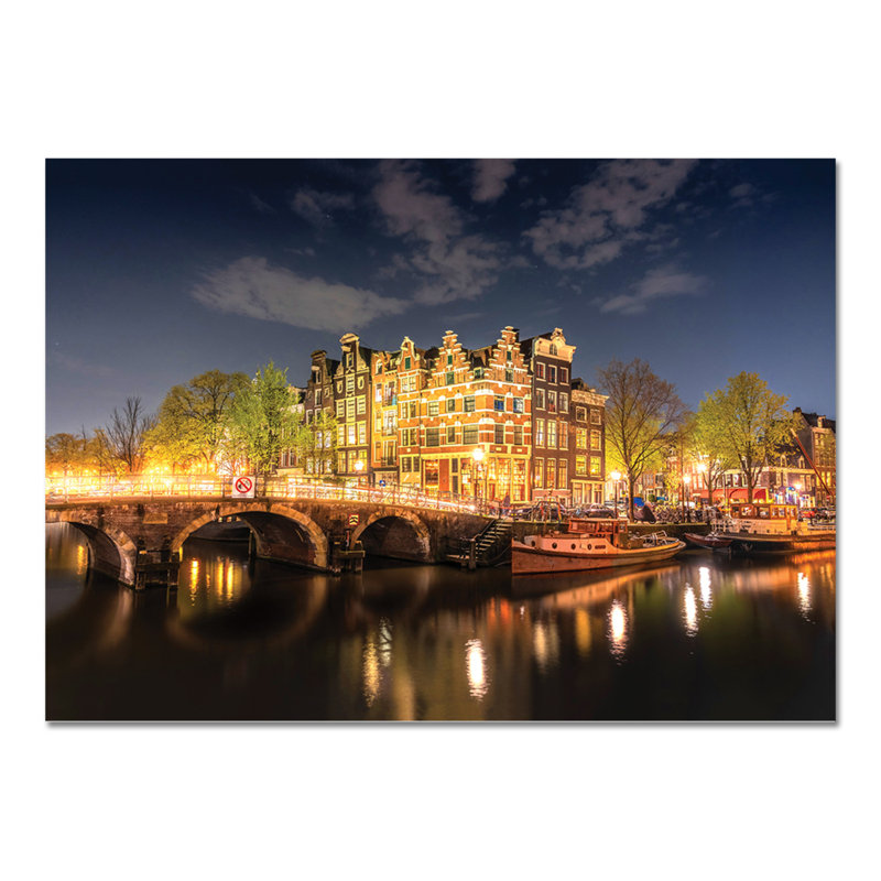 Boats in Amsterdam 1 Piece Wall Art, 95cm H x 135cm W