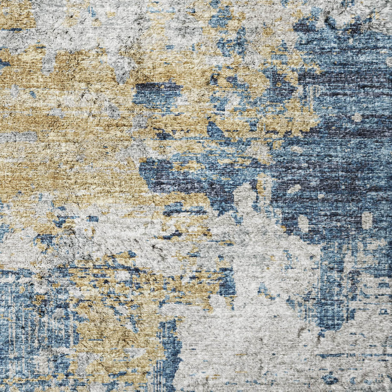 Tapis à poil long de qualité supérieure lavable à la machine ADS69, Bleu, Tapis de couloir 2 pi 3 po x 7 pi 6 po