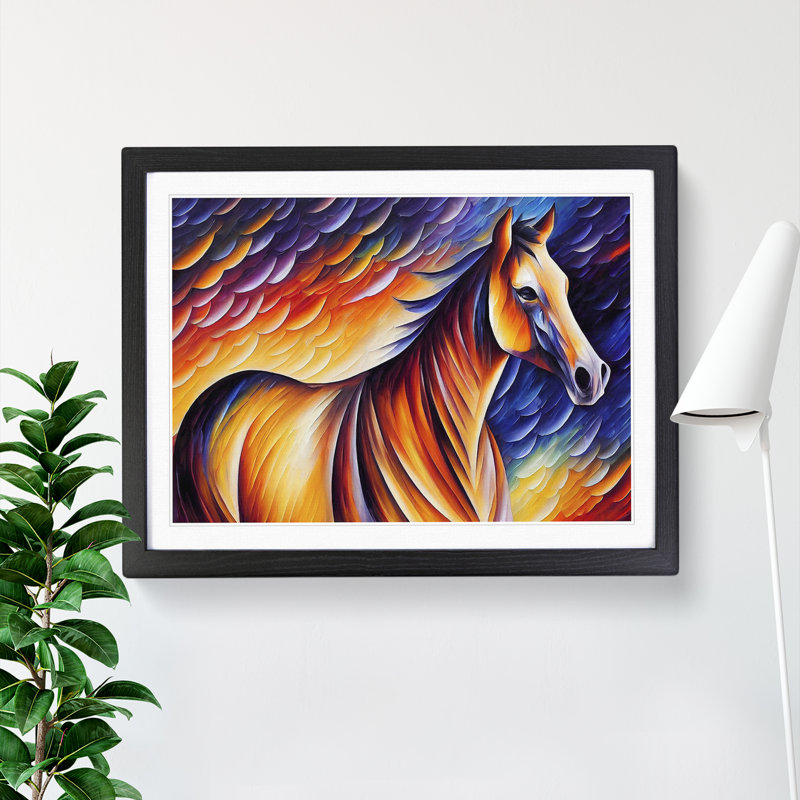 Horse Vol.1 Abstract - Single Picture Frame Print, 46cm H x 64cm W x 2cm D, Black Framed