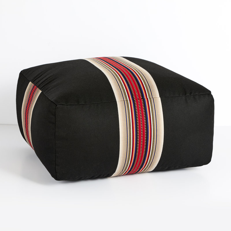 Repose-pieds d'extérieur avec coussin Sunbrella® Talihna, Noir / rouge