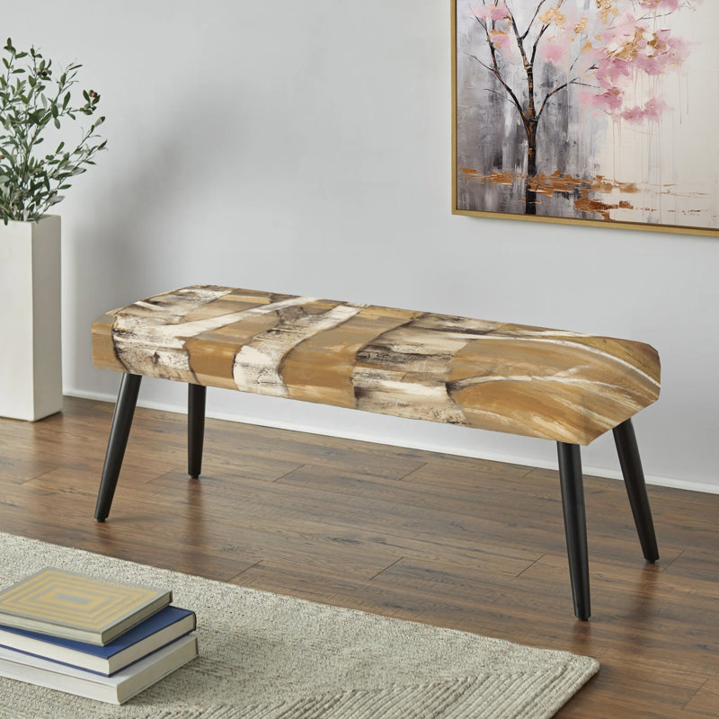 Fielder - Banc rembourré noir traditionnel à motif floral