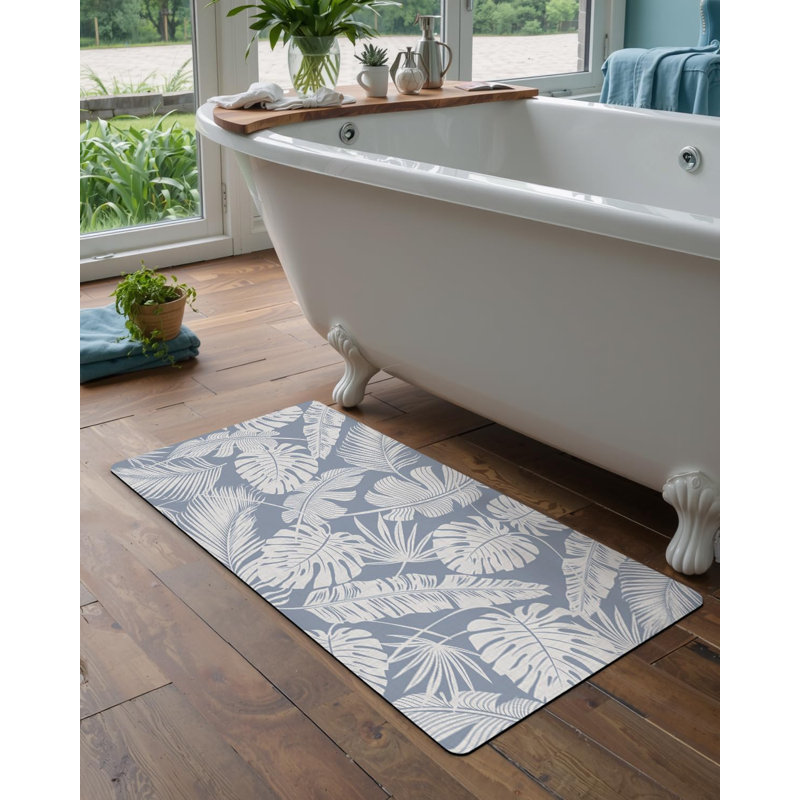 Ultra Thin Bath Mat, Non-Slip Rubber Super Absorbent Ultra-Thin Bathroom Rugs, Under Doors, Quick Dry Bathroom Floor Mats, Ideal for Shower, Tub and Sink, Feather