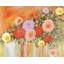 «Colorful Abstract Flowers - Botanical Orange», reproduction encadrée