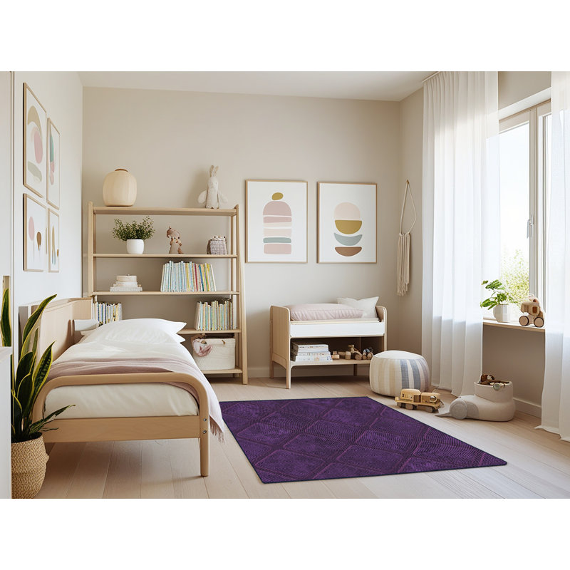 Tapis mauve à motif géométrique, Rectangle 3 pi x 5 pi