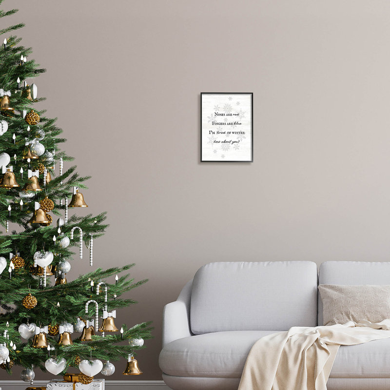 Fatigué de l'hiver amusant at-266, H 14 po x l 11 po x P 1,5 po, Giclée encadrée noir minuit
