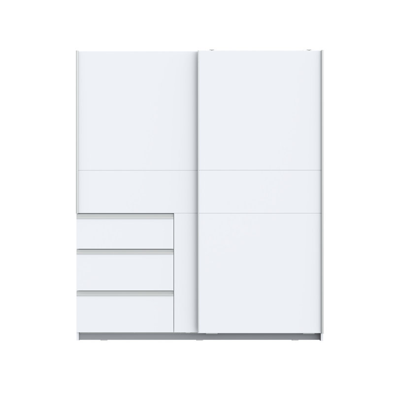 Kavalli 2 Door Sliding Wardrobe, White, 200,5 cm H x 170,3 cm W x 61,2 cm D