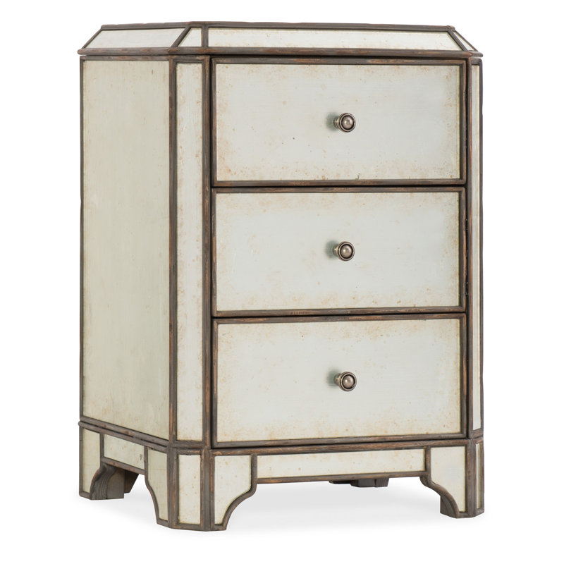Arabella Mirrored Three-Drawer Nightstand