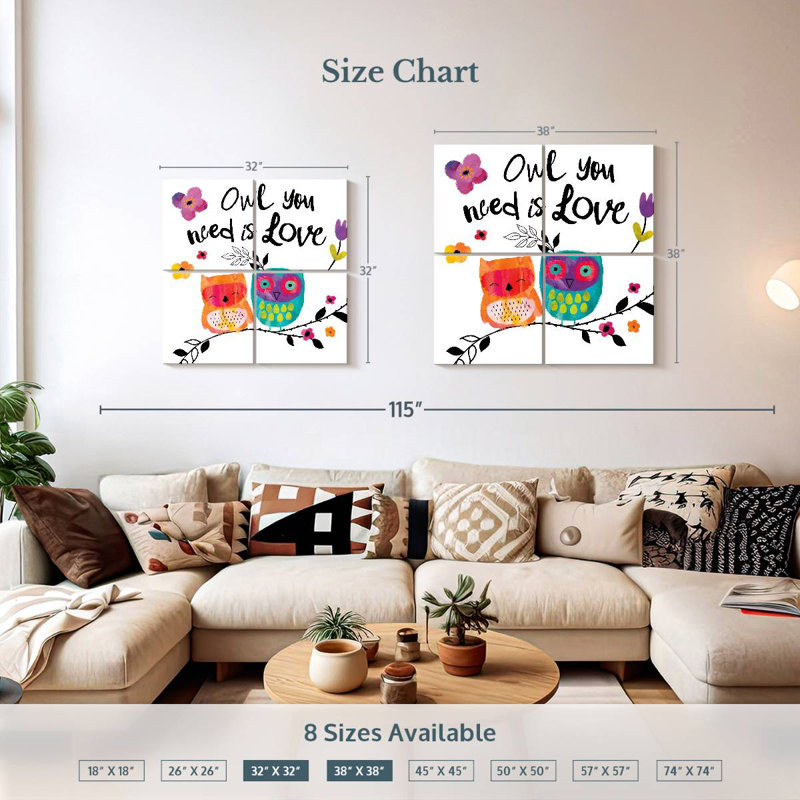Tergel Owl You Need Is Love, H 32 po x l 32 po