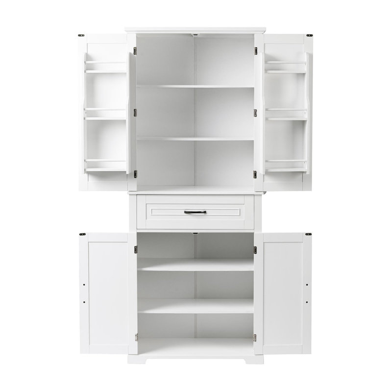 Bathroom Storage Cabinet With Doors And Drawer, Multiple Storage Space, Adjustable Shelf, White, White