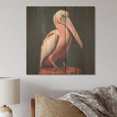 Coastal Watch Pink Pelican - Pélican sur bois