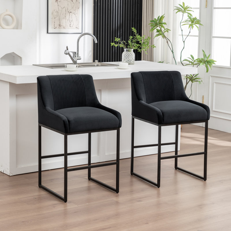 Charney Upholstered Counter Stool, Black