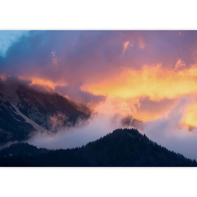 Murale coucher de soleil nuageux au crépuscule