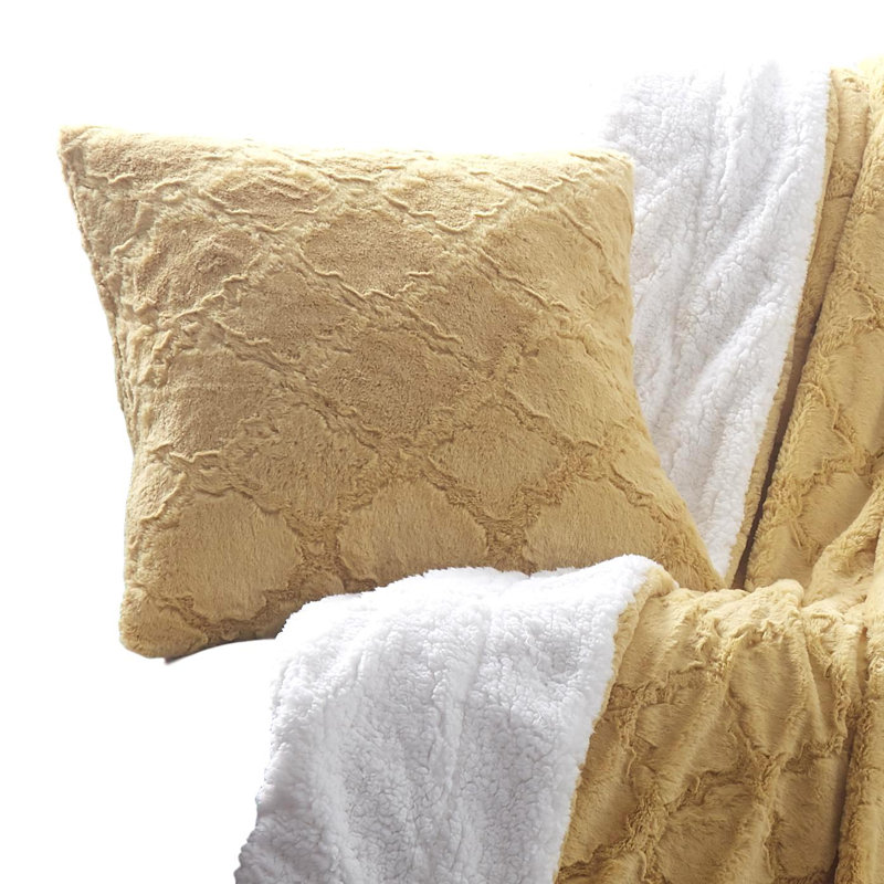 Faux Fur Pillow Cover, Yellow
