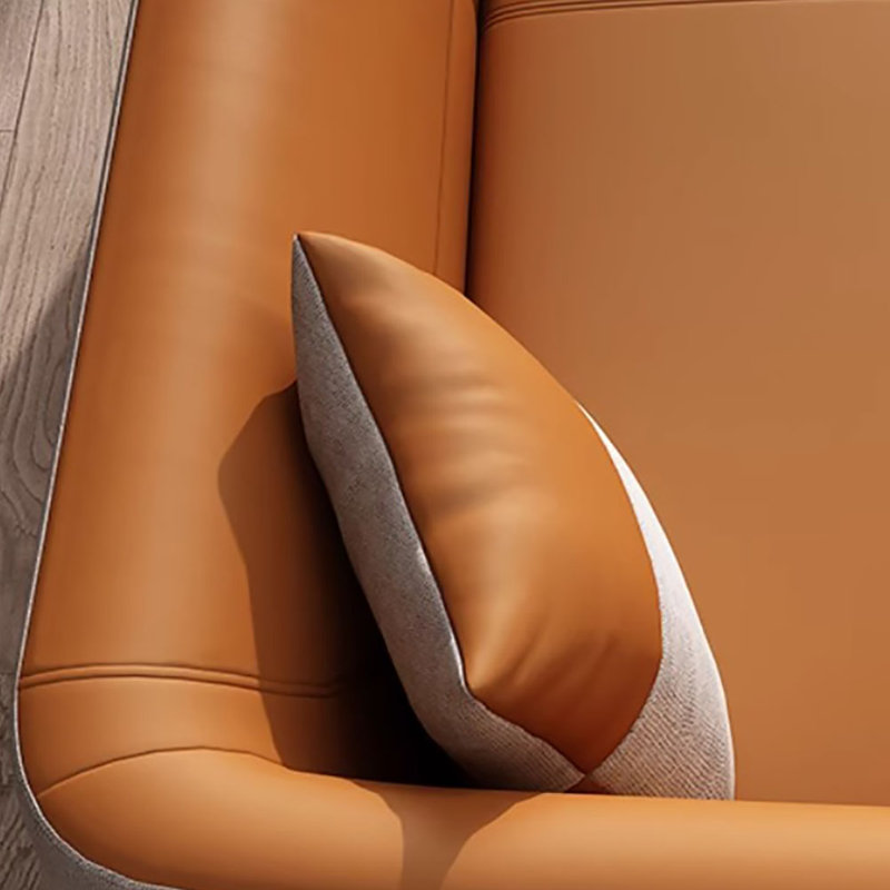 Simple fashion colour matching design sofa, Orange/Off-White Faux Leather
