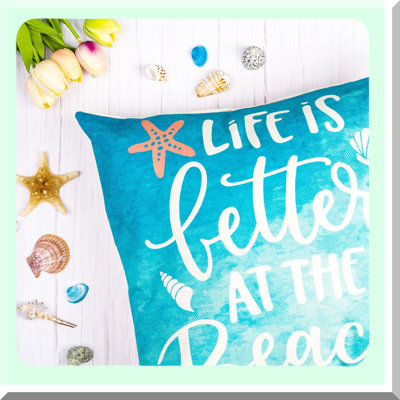 Tropical Ocean Breeze Pillow Cover - Linen Throw Cushion Case for Indoor Outdoor Summer Decor - Beach House Sofa Bed Home Decoration