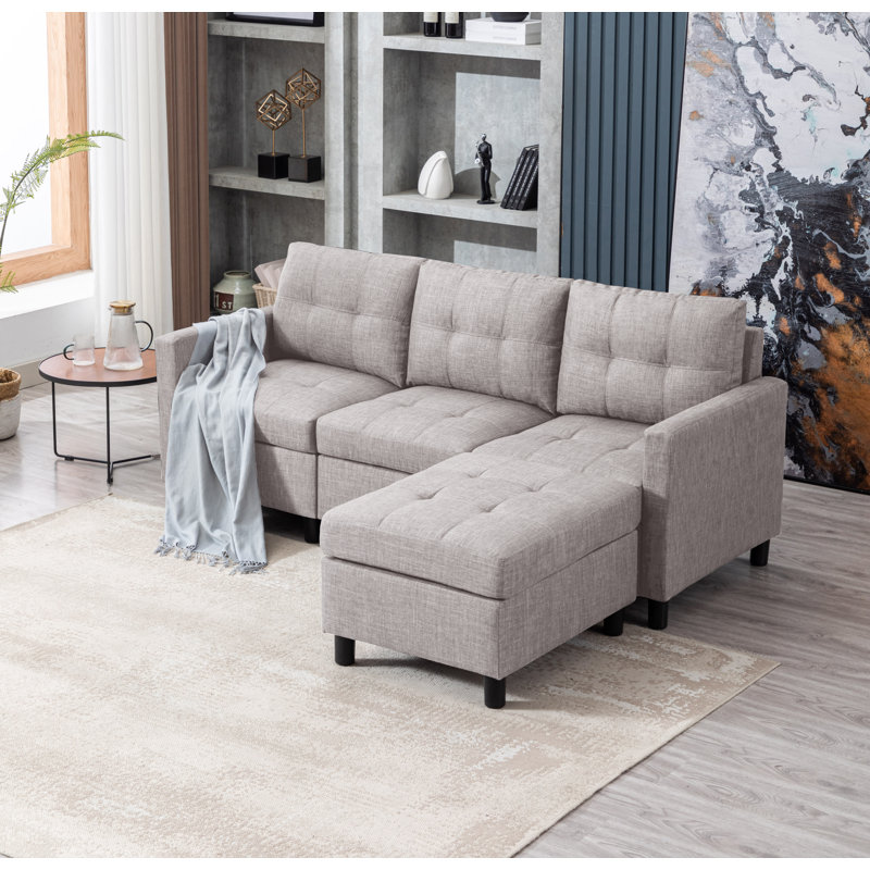 78.2"wide Upholstery Sofa With Square Arms, Light Gray