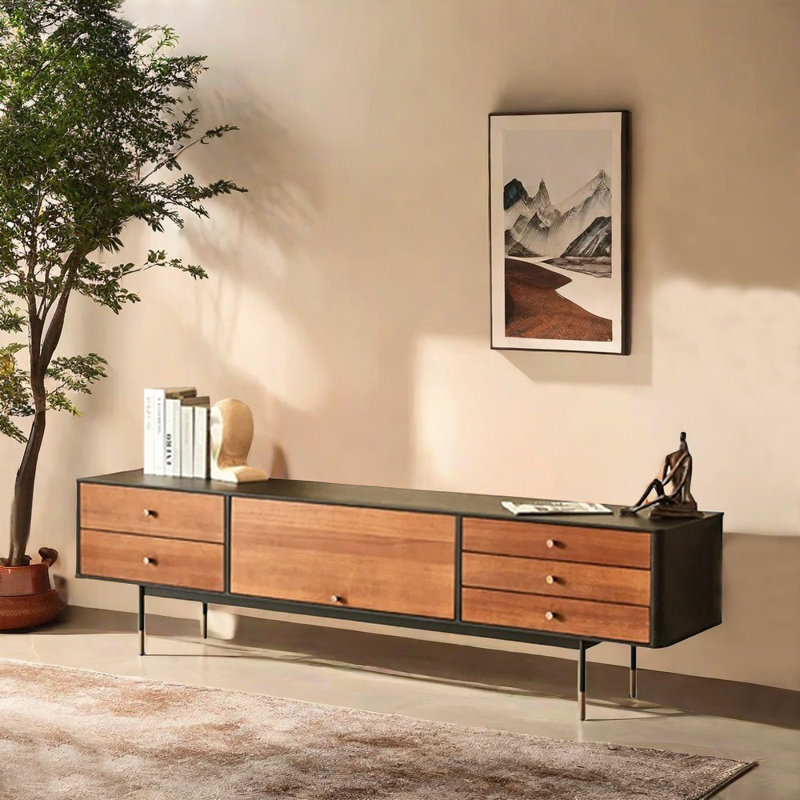 Meuble télé de style américain minimaliste, 70.87"