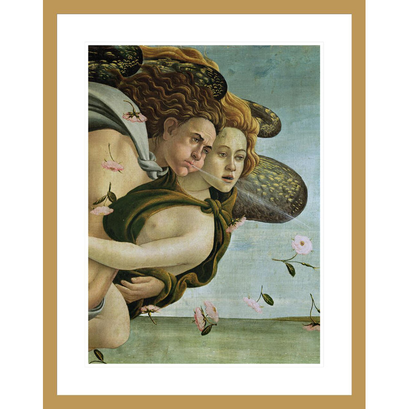 «Zephyr and Chloris», détail de «La naissance de Vénus» par Sandro Botticelli, impression giclée encadrée